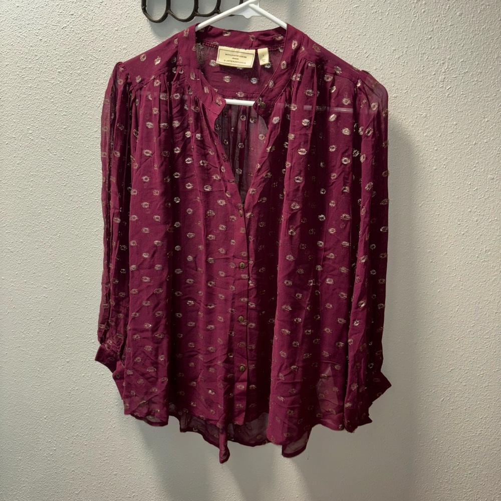 Anthropologie Moulinette Soeurs Sheer Button Up Blouse Small
